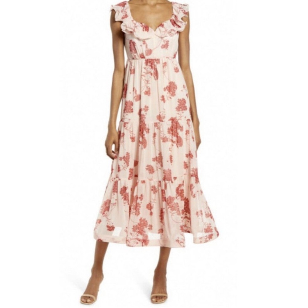 Chelsea28 Floral Print Ruffle Midi Dress sz XS